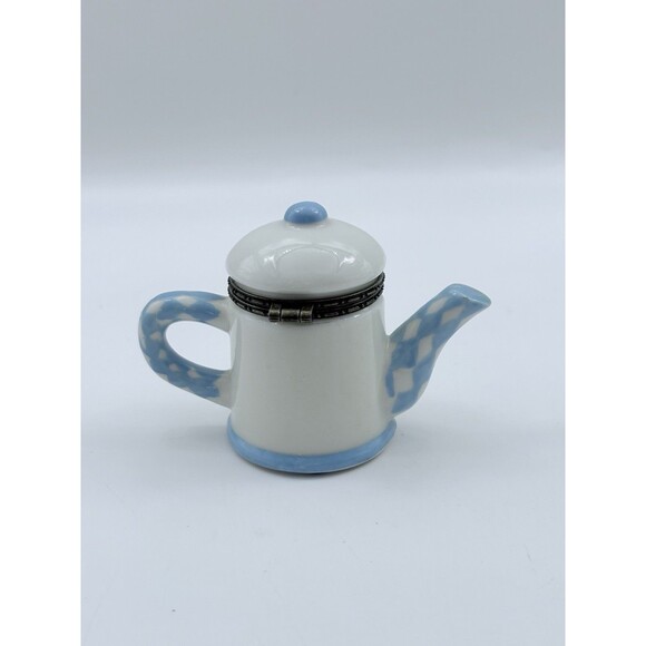 Vintage Miniature Teapot Trinket Box Hinged Lid Set Of 4 Flowers & Fruit - Picture 5 of 11